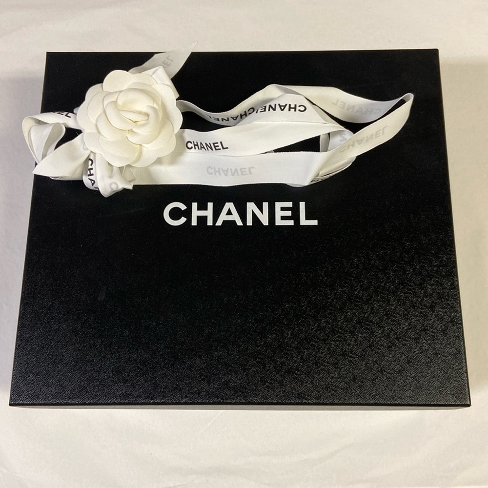 Chanel Large Shoe Box Empty with Flower & Ribbon